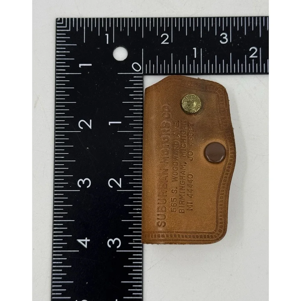 Suburban Motors Oldsmobile Birmingham, MI Brown Advertising Leather Keychain 50s